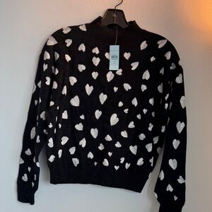 ANN TAYLOR Heart Print Pullover Sweater Size xsp nwt